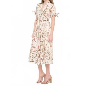 NEW MEET ME IN SANTORINI olive grove shirt midi dress in beige